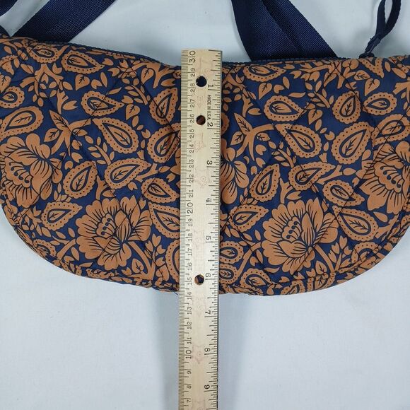 Vera Bradley Quilted Shoulder Bag Blue Orange Floral Paisley Adjustable Strap - Picture 8 of 9